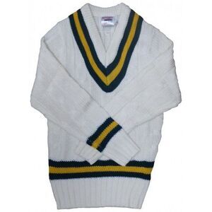 Carta Sport Mens Cricket Sweater / White/Green/Amber